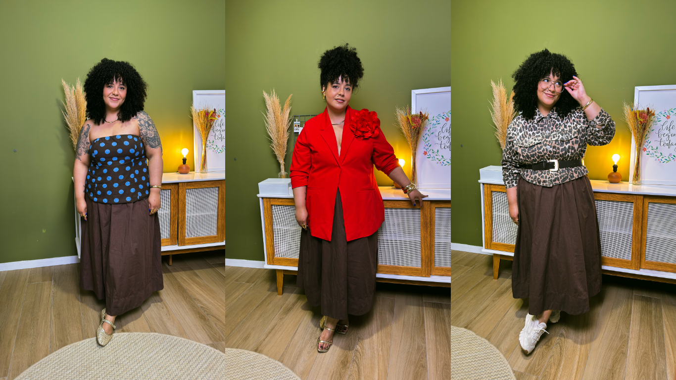 1 saia marrom: 3 looks